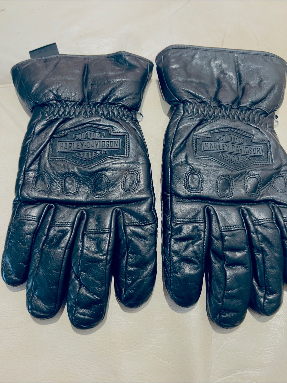 Harley-Davidson Black Leather Embossed Logo Motorcycle Gloves